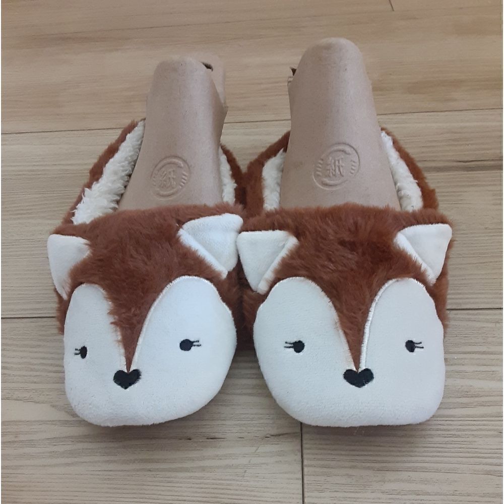 Furry Fox Children's Slippers, Brown and Cream, size Youth Small, NWOT